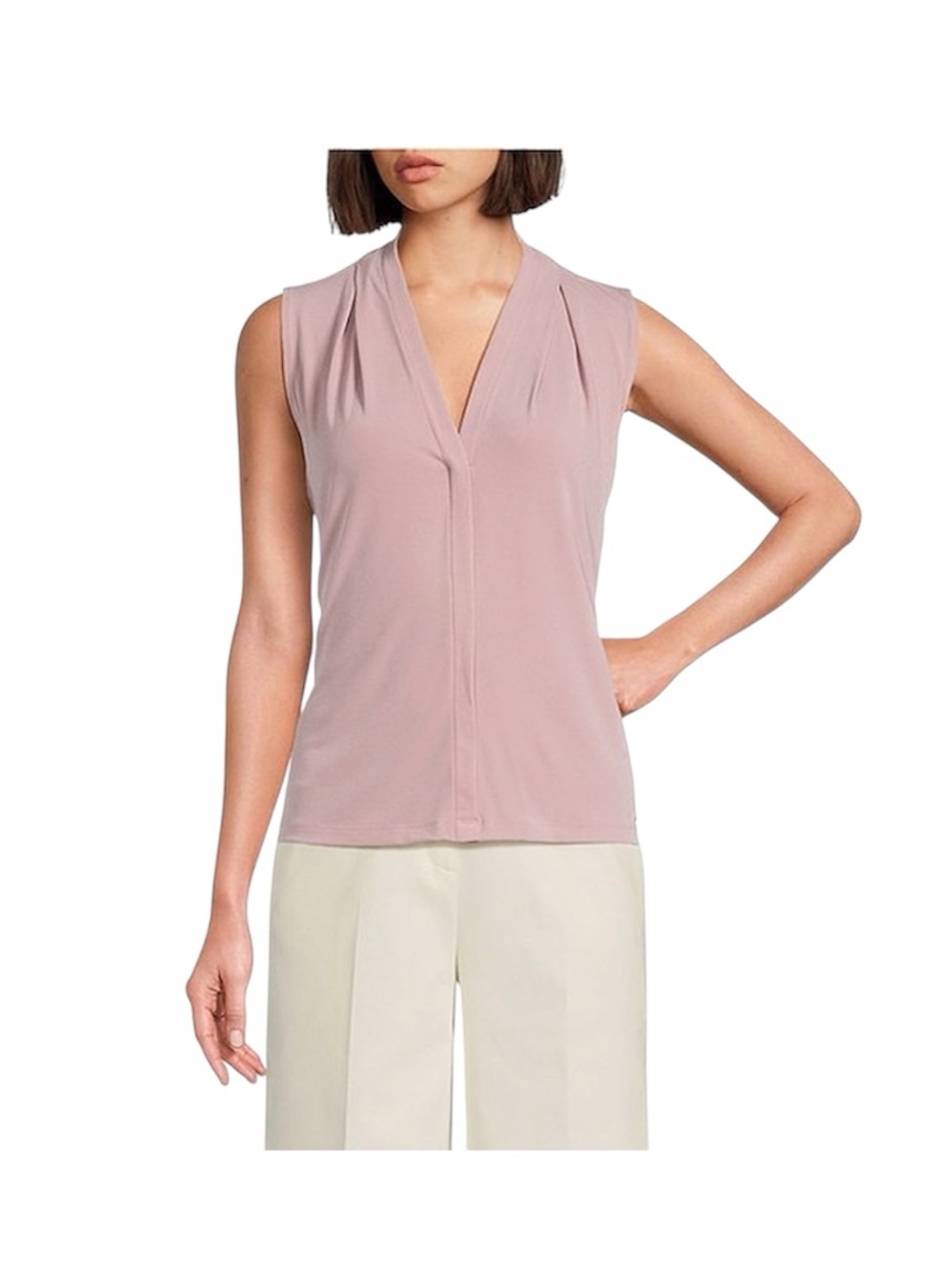 Calvin Klein V-Neck Sleeveless Top Pink Thistle Light Pink Shell Top Size Large